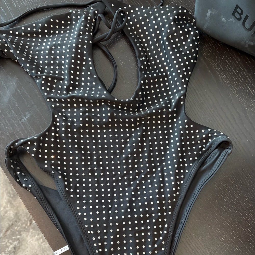 White Fox Boutique Black Studded One Piece Swimsuit
